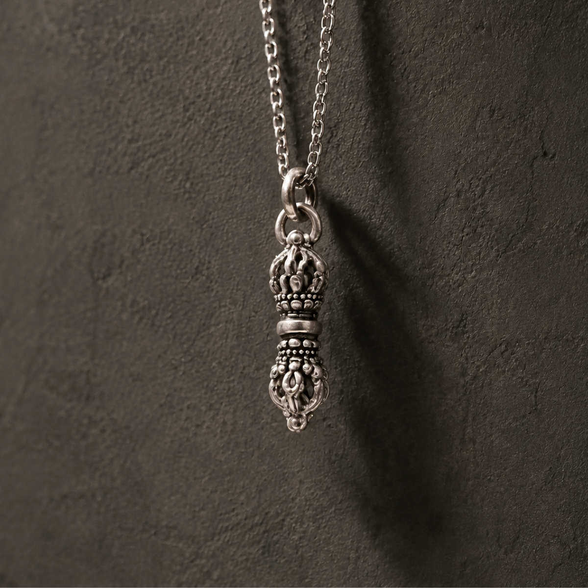 Sterling Silver Trident Vajra Pendant