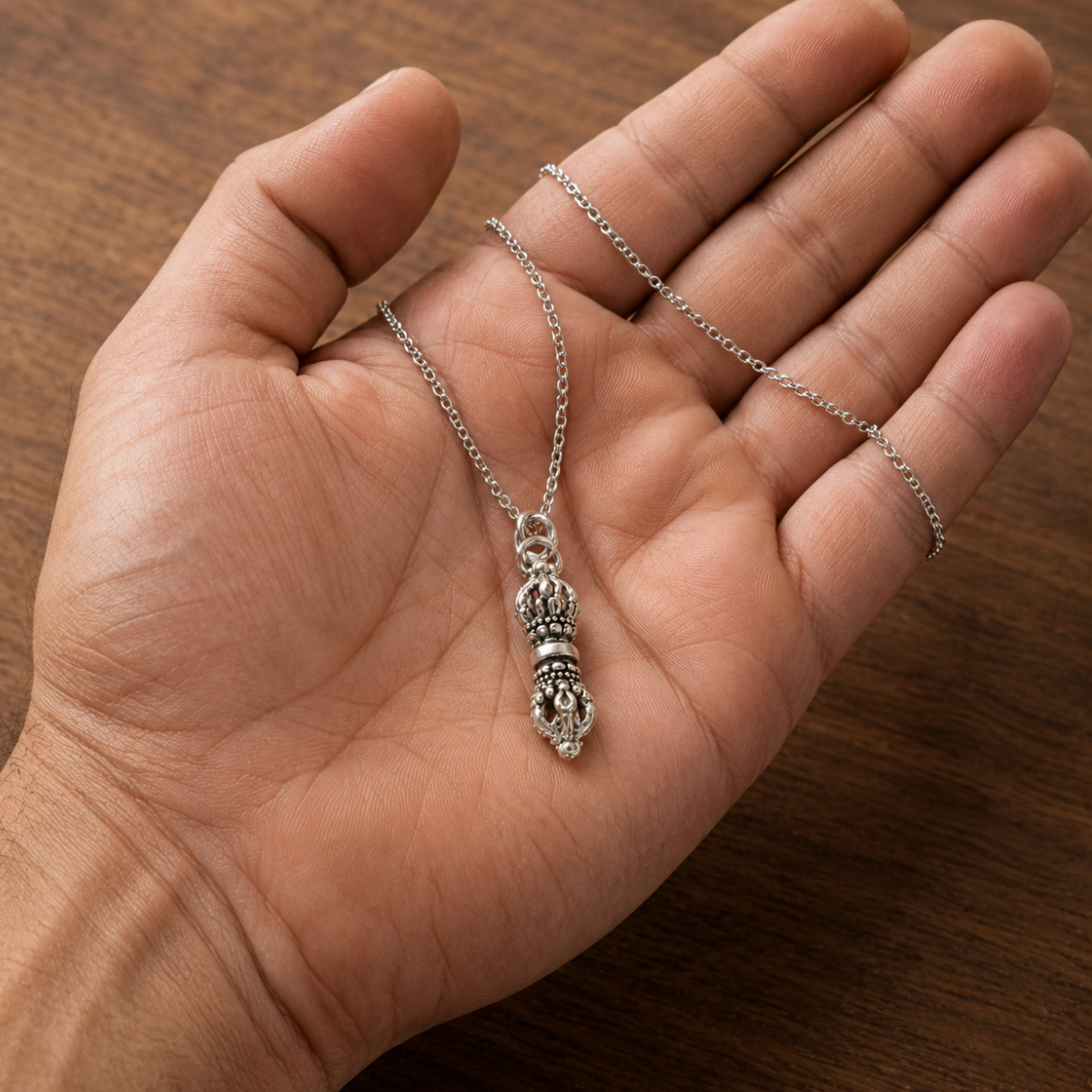 Sterling Silver Trident Vajra Pendant