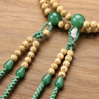 Shingon Juzu Beads:Handcrafted Moon and Star Bodhi Seed with Indian Jade