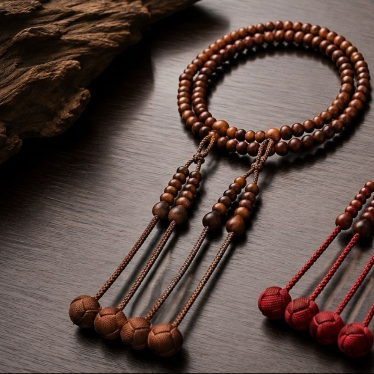 Shingon Juzu Beads:Handcrafted Zitan Rosewood